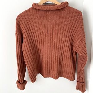Frank & Oak ribbed orange sweater